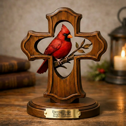 ❤️✝️Handcrafted Cardinal Cross Ornament